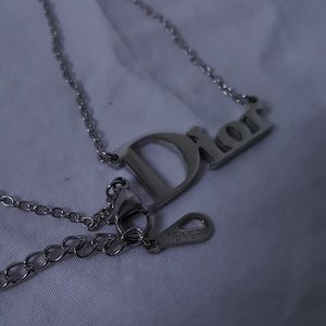 Repurposed Dior Logo Necklace with 18k Chain